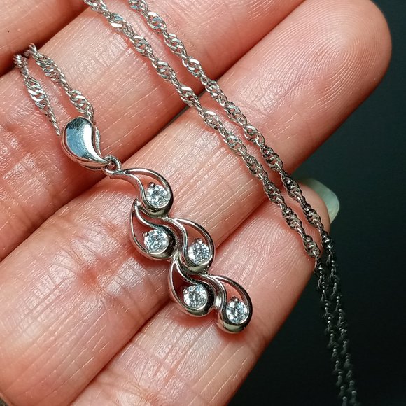 (SOLD) 14K White Gold Gemstone Pendant Necklace, 3.73g - Picture 6 of 11